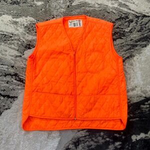 Vintage Duck Bay Quilted Hunting Vest Mens Medium Blaze Orange Safety Padded